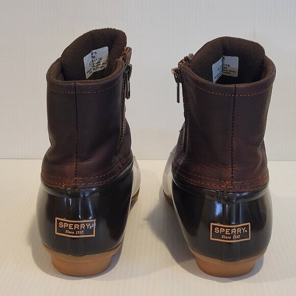 Sperry Women's 9M Duck Saltwater Leather Boots Brown Waterproof In Box Excellent - Picture 5 of 15